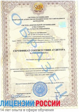 Образец сертификата соответствия аудитора №ST.RU.EXP.00006191-2 Алушта Сертификат ISO 50001